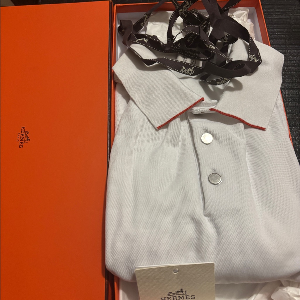 Hermes White And Red Trim Men's Shirt
